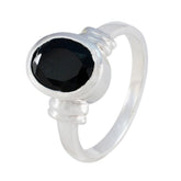 Teresa Black Solitaire Ring with Oval Gemstone